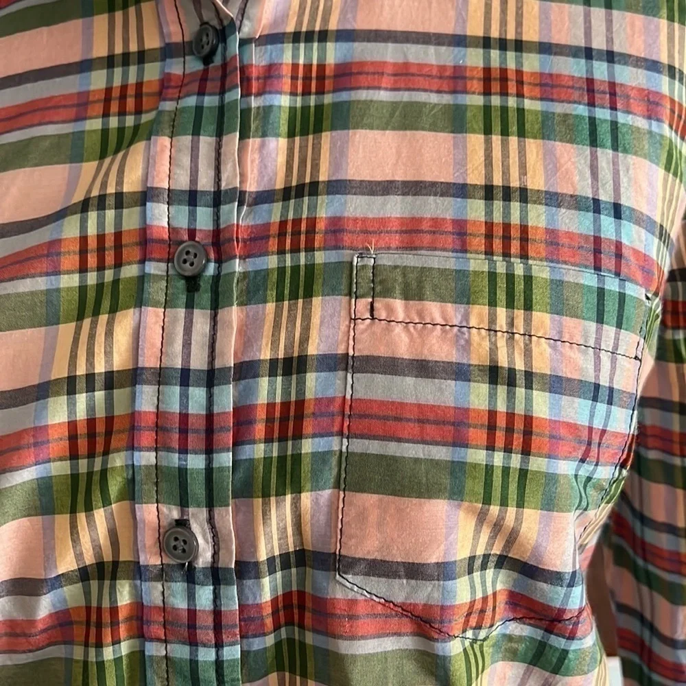 J. Crew Re-imagined Silk Blend Button Down Plaid Top Sz XS NWT